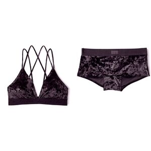 Victoria's Secret PINK Crushed Velvet Bra and Boyshort Set XXS